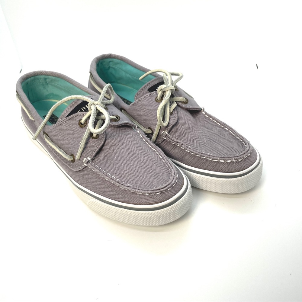 Gray Sperry Top-Siders with Leather Ties